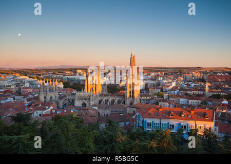 Spain, Castilla y Leon Region, Burgos Province, Burgos, Burgos Cathedral, elevated view Stock Photo