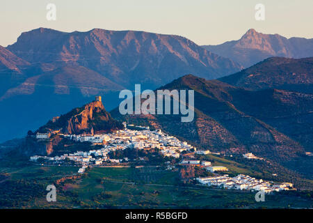The whitewashed village of Zahara de la Sierra dominated by Moorish ...