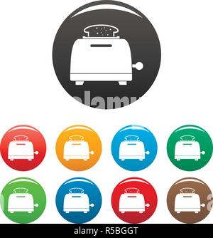 Bread toaster icons set 9 color vector isolated on white for any design Stock Vector