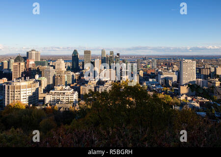 Montreal, Quebec / Canada - October 21, 2018. Downtown Montreal seen from the Mount-Royal. Stock Photo