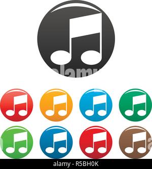 Bar musical note icons set 9 color vector isolated on white for any design Stock Vector