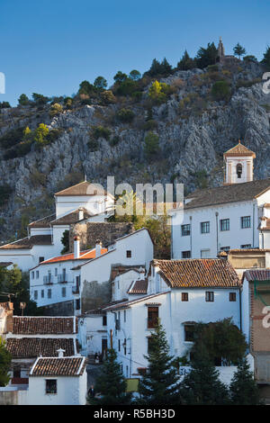 Spain, Andalucia Region, Cadiz Province, Grazalema, elevated view of an Andalucian white village Stock Photo