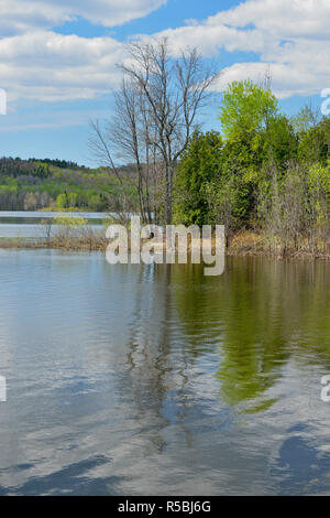 Reflections in Simon Lake, Greater Sudbury, Ontario, Canada Stock Photo