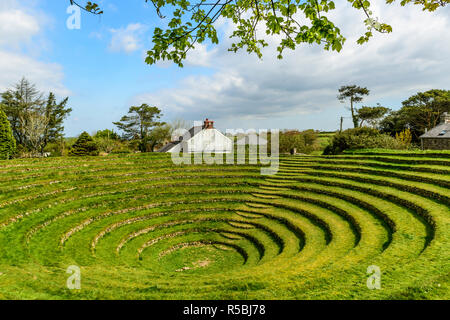 Gwennap Pit in Cornwall is a natural amphitheatre formed from an old mining pit. It was used on several occasions by John Wesley as an outdoor preachi Stock Photo