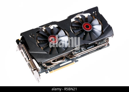 Hi-End Hi-Fi computer graphic video card isolated on white. Stock Photo