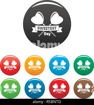 Sweetest day icons set 9 color vector isolated on white for any design Stock Vector