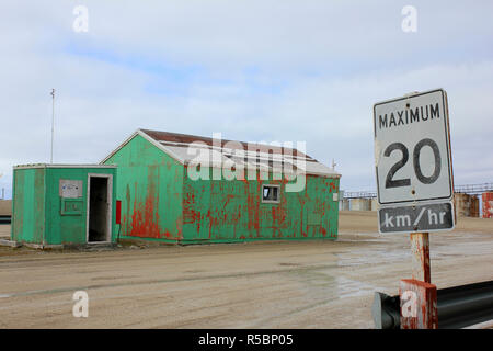 Storage Building in the Inuit Community of Resolute Bay, Baffin Island, Canada Stock Photo