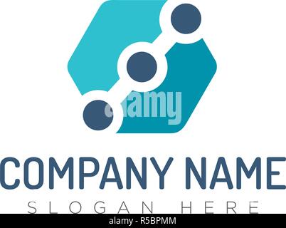 Biomedical graphic logo template, vector illustration on white background. For medicine, bio medicine, chemistry, physics, biomedical engineering, bio Stock Vector