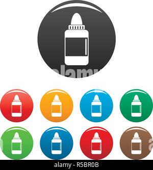 Vaping liquid icons set 9 color vector isolated on white for any design Stock Vector