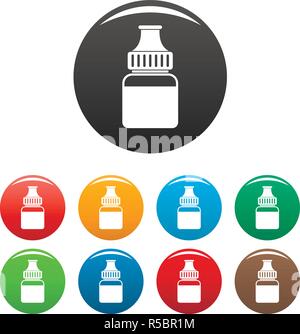 Fruit vape liquid icons set 9 color vector isolated on white for any design Stock Vector