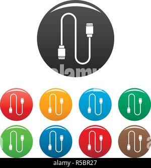 Charging vape cable icons set 9 color vector isolated on white for any design Stock Vector