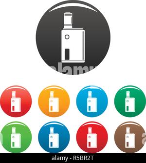 Vaping box icons set 9 color vector isolated on white for any design Stock Vector