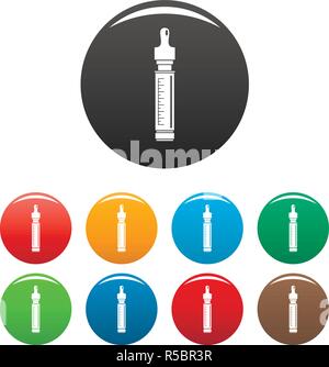 Vape dose icons set 9 color vector isolated on white for any design Stock Vector