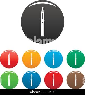 Steel vape pen icons set 9 color vector isolated on white for any design Stock Vector