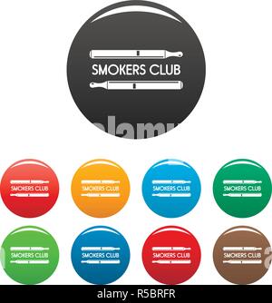 Smokers club icons set 9 color vector isolated on white for any design Stock Vector