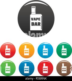 Vape box bar icons set 9 color vector isolated on white for any design Stock Vector