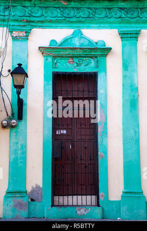 Dominican Republic, Santa Domingo, Colourful Colonial houses in the Colonial zone Stock Photo