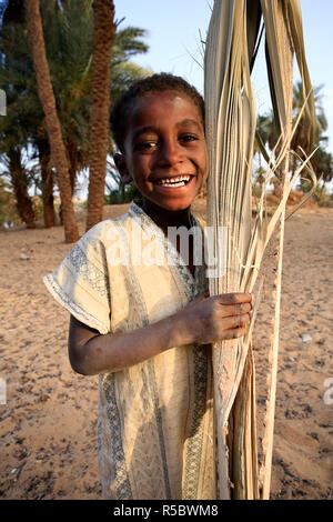 Egypt, Aswan surroundings, Nubian Village of Cubania, Local Children Stock Photo