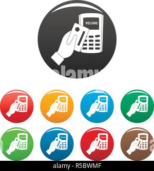 Pay by credit card icons set 9 color vector isolated on white for any design Stock Vector