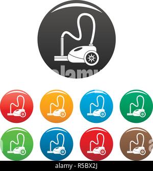 German vacuum cleaner icons set 9 color vector isolated on white for any design Stock Vector