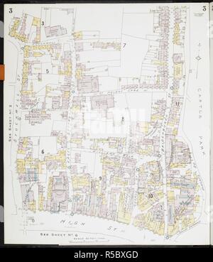 Map of Colchester, Essex. Colchester, (Essex) : [fire insurance plans]. London : Chas. E. Goad Limited, 1909. 63x54cm.; Scale [1:480]. 40ft = 1 inch. Source: Maps 149.b.29.(2) Sheet 3. Stock Photo