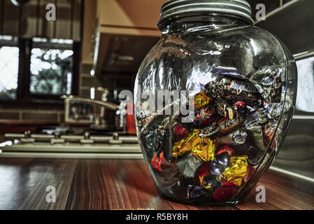 HDR of a Jar of sweets on a kitchen worktop Stock Photo