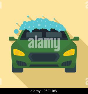 Foam wash car icon. Flat illustration of foam wash car vector icon for web design Stock Vector