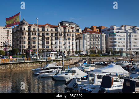 Spain, Cantabria Region, Cantabria Province, Santander, waterfront buildings Stock Photo