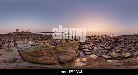 360 degree panoramic view of Sea link Bridge & Taj Land's end Hotel, Bandra Fort, Mumbai, India