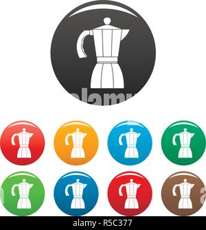 Coffee pot icons set 9 color vector isolated on white for any design Stock Vector