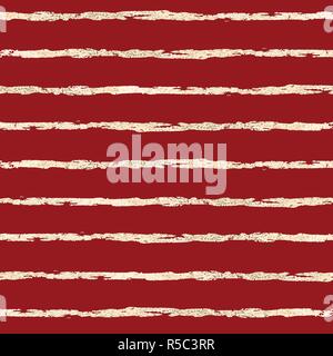 Gold foil on red horizontal stripes vector pattern Stock Vector
