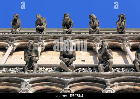 Gargoyles on facade of cathedral Notre Dame, Dijon, CÃ´te-d'Or departement, Burgundy, France Stock Photo