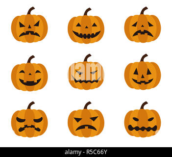 Halloween, different facial expressions of Jack o Lantern Stock Photo