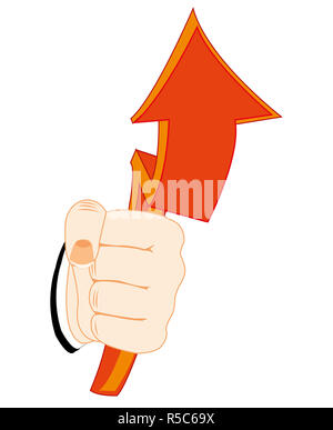 Red arrow in hand Stock Photo