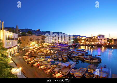 Harbour and Restaurants in Kyrenia, North Cyprus Stock Photo