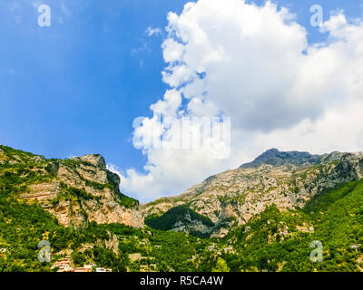Scenic view of Positano, beautiful Mediterranean village on Amalfi Coast in Campania, Italy Stock Photo