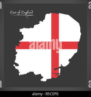 East of England map with flag of England illustration Stock Photo