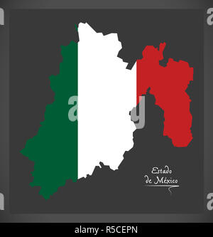 Estado de Mexico map with Mexican national flag illustration Stock Photo