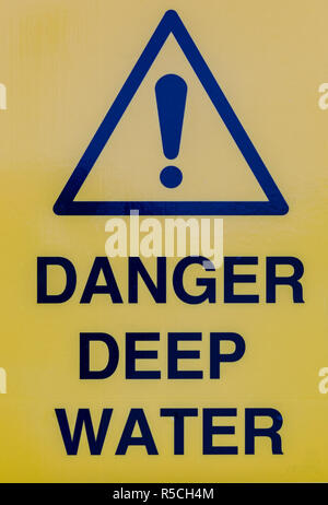 danger deep water warning sign. Stock Photo