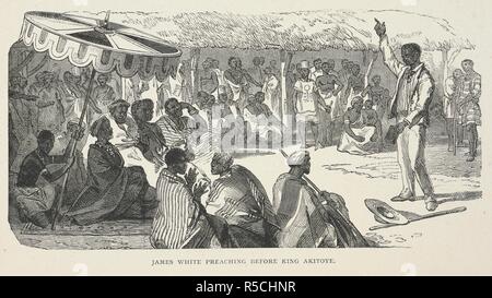 James white preaching before King Akitoye. Charles Andrew Gollmer, his life and missionary labours in West Africa ... London : Hodder & Stoughton, 1889. Source: 4888.b.64, page 57. Stock Photo