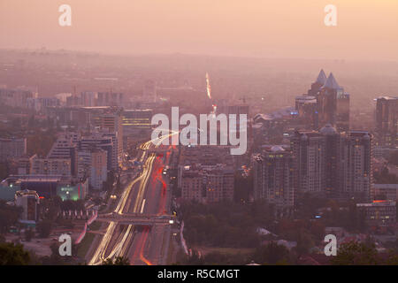 Kazakhstan, Almaty, View of Almaty city from Kok-Tobe Stock Photo