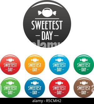Bonbon candy sweet icons set 9 color vector isolated on white for any design Stock Vector