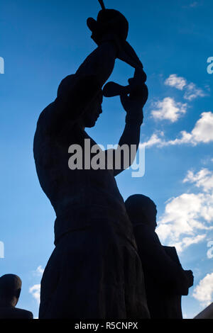 Kazakhstan, Astana, Statue by KazakYeli monument (Kazakh Country)