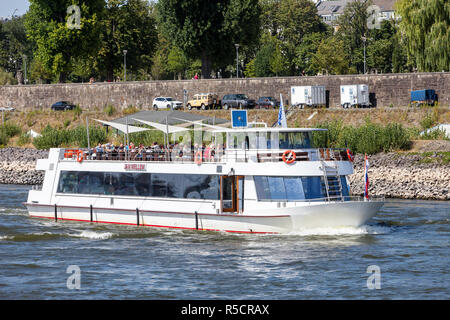 Dusseldorf, Germany.  Rhine River Pleasure Boat Cruise. Stock Photo