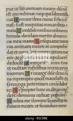 Text page; Psalm 7. Mirandola Hours. Italy, circa 1490-1499. [Whole folio] Text page from the Office of the Dead; Psalm 7. Image taken from Mirandola Hours. Originally published/produced in Italy, circa 1490-1499. Source: Add. 50002, f.93v. Language: Latin. Stock Photo