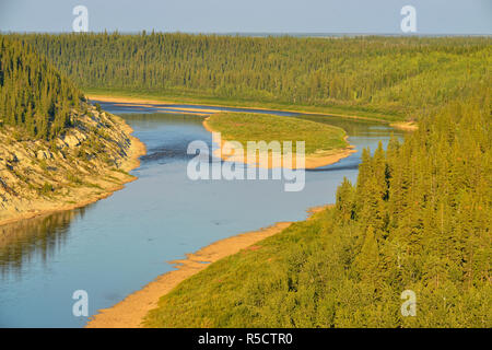 Overlooking the Hay River, Enterprise, Northwest Territories, Canada Stock Photo