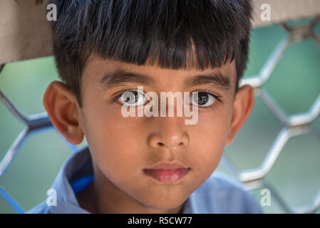 Portrait of a young boy, Agra Fort, Uttar Pradesh, India Stock Photo