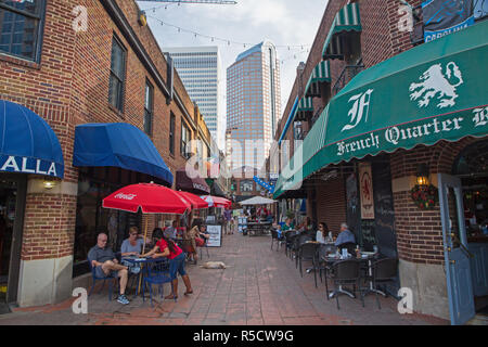 CHARLOTTE, NC - December 12, 2015: The restored open-air Brevard Court and enclosed Latta Arcade in downtown Charlotte, North Carolina. Stock Photo