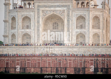 Taj Mahal seen from Mehtab Bagh gardens, Agra, Uttar Pradesh, India Stock Photo