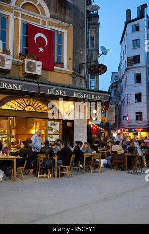 Outdoor restaurants, Beyoglu area, Istanbul, Turkey Stock Photo